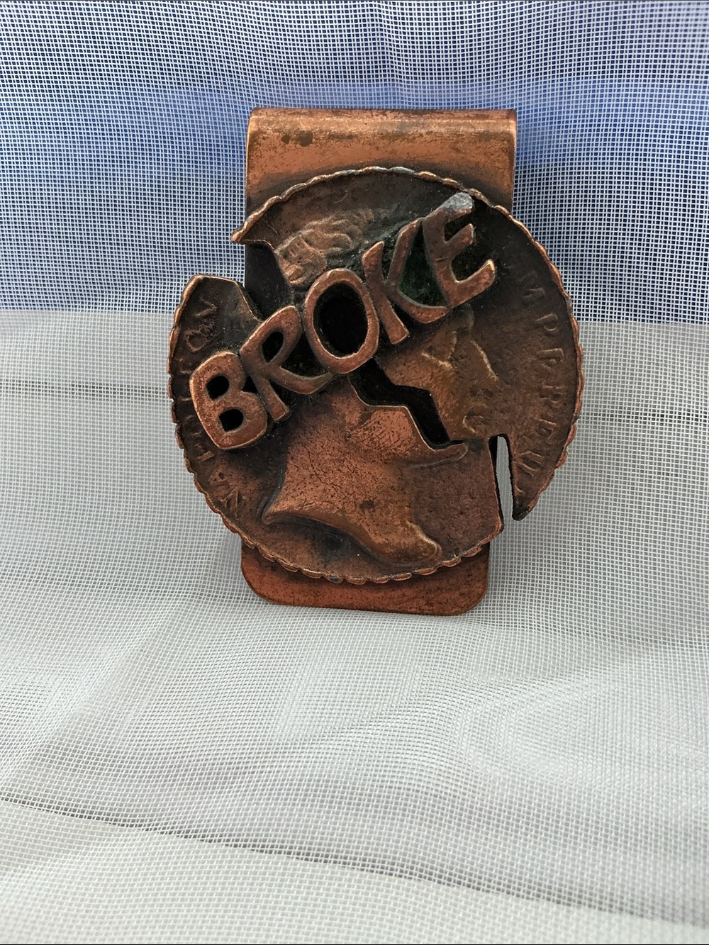 vintage Swank "Broke" money clip Broken Coin Money Clip - 'BROKE' Design